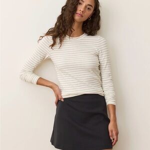 Marine Layer Cream and Black Striped Long Sleeve Tee